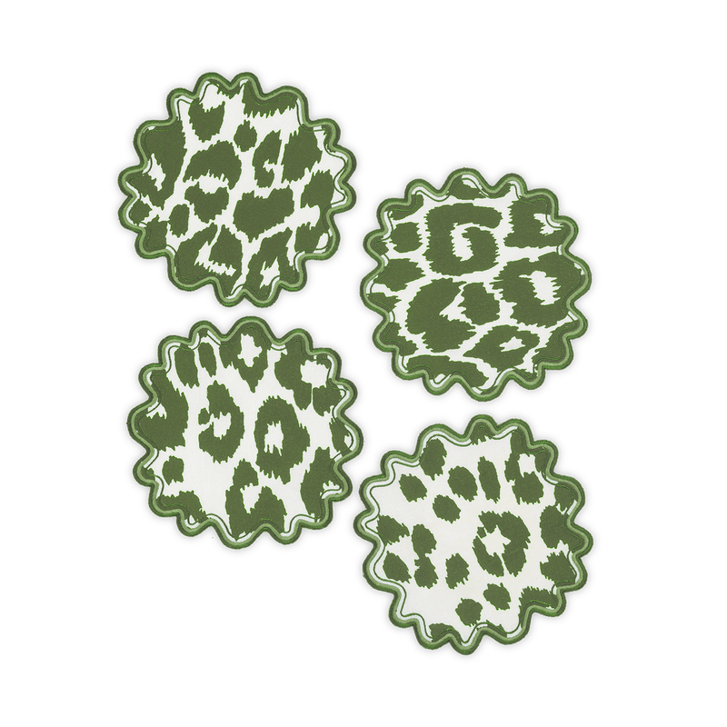 Iconic Leopard Cocktail Napkin - set of 4 in Green - View 1
