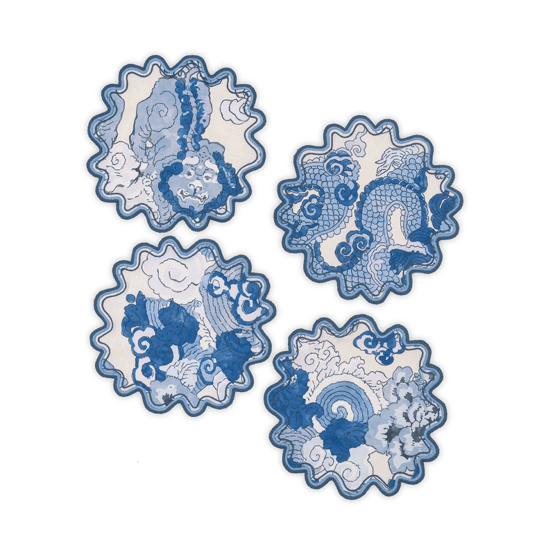 Magic Mountain Cocktail Napkin - set of 4 in Porcelain Blue - View 1