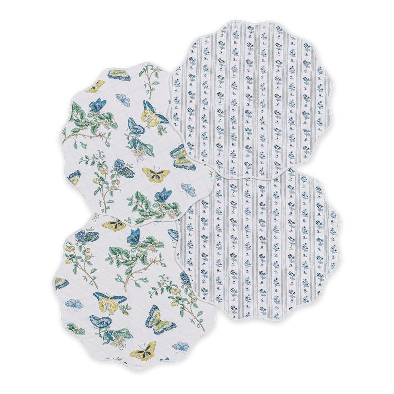 Reversible Quilted Placemat - set of 4 in Baudin Blue &amp; Cabanon Blue - View 1