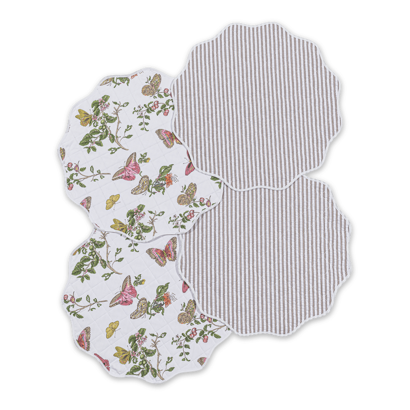 Reversible Quilted Placemat - set of 4 in Baudin Pink &amp; Matteo Bark - View 1