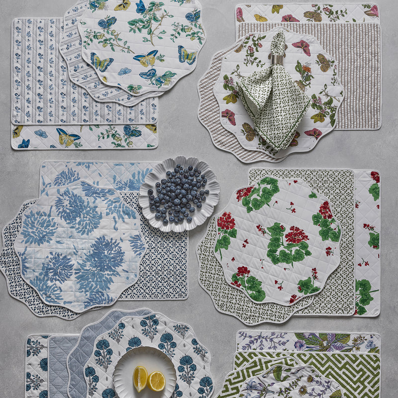 Reversible Quilted Placemat - set of 4 in Baudin Blue &amp; Cabanon Blue - View 4