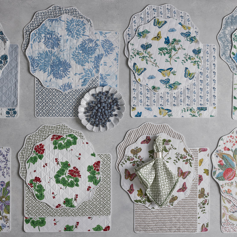 Reversible Quilted Placemat - set of 4 in Baudin Blue &amp; Cabanon Blue - View 1