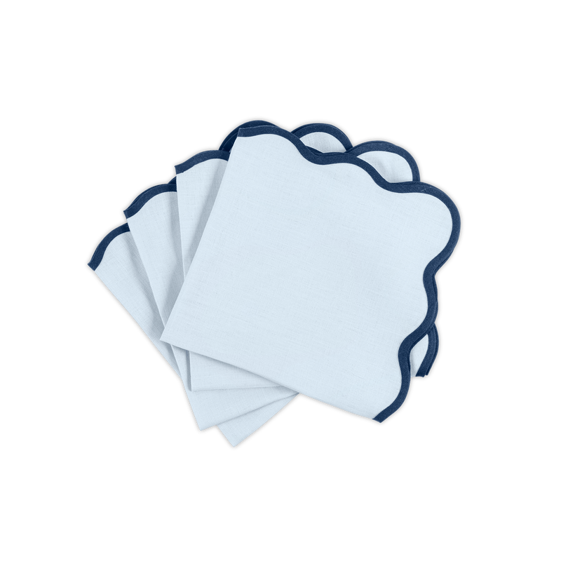 Scallop Edge Napkin - set of 4 in Ice Blue &amp; Navy - View 1