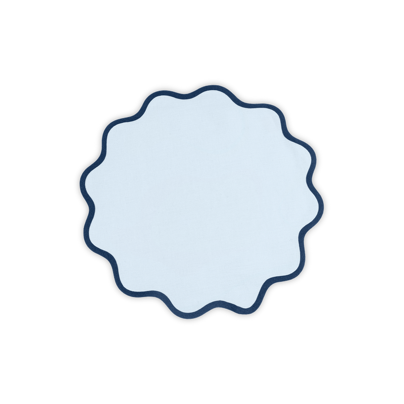 Scallop Edge Placemat - set of 4 in Ice Blue &amp; Navy - View 1