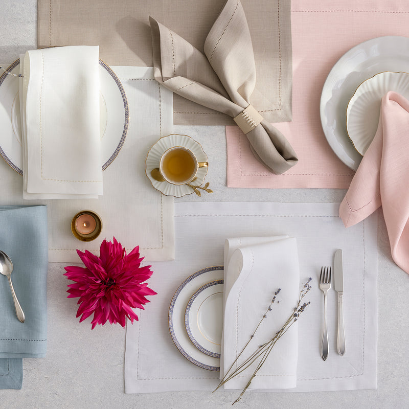Valentina Hemstitch Cocktail Napkin - set of 4 in Oat - View 1