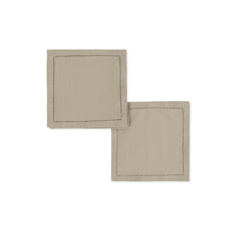 Valentina Hemstitch Cocktail Napkin - set of 4 in Oat - View 1