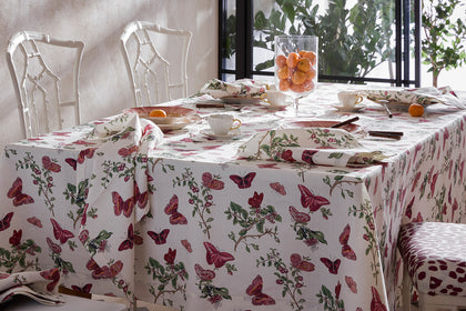 Baudin Butterfly tablecloth set for a dinner party.