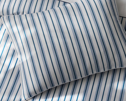 Blue and white striped Calypso pillow.