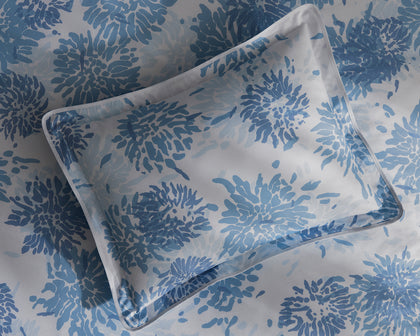 Blue Chrysanthemum print pillow.